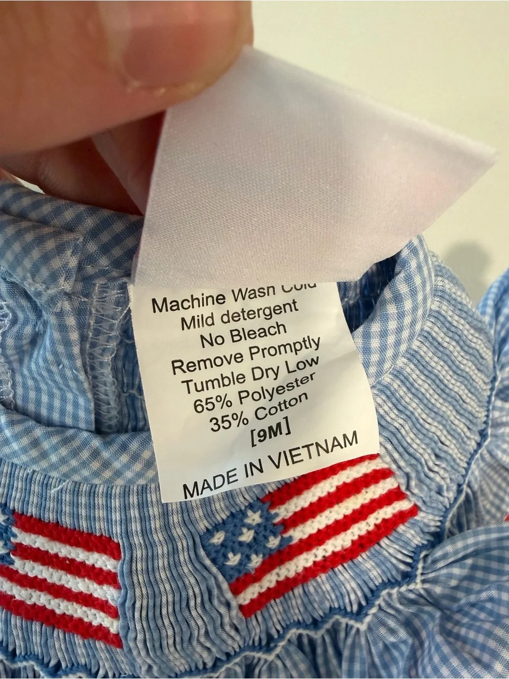 Stitchy Fish American Flag Smocked Baby Bubble
